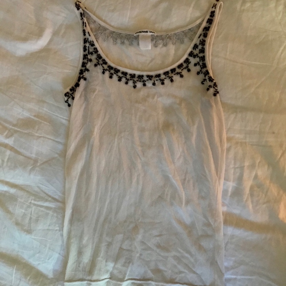 Vivienne Tam 90’s Mesh Tank Top With Embroidery